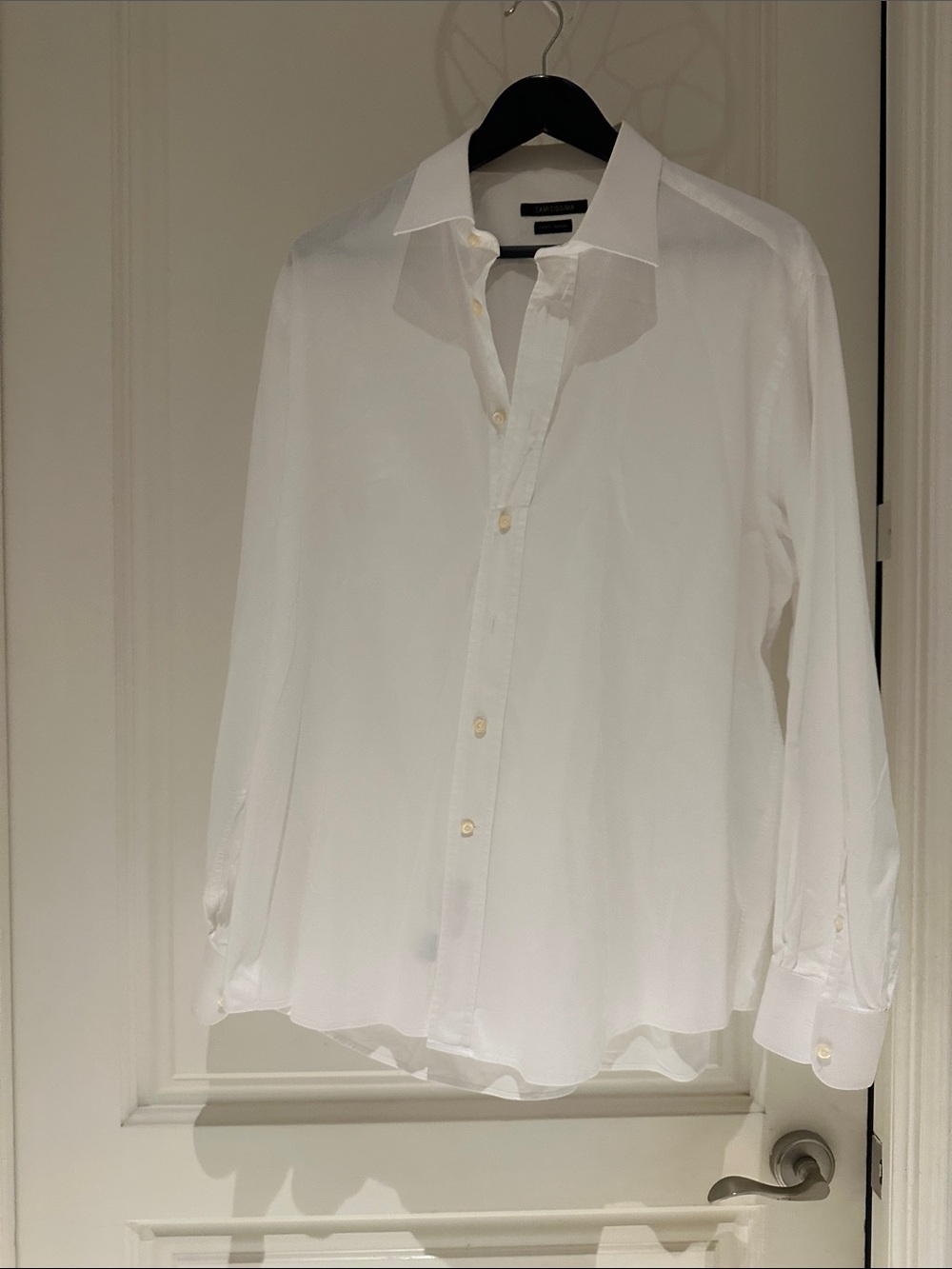 Men's White Long-Sleeve Dress Shirt - Classic Collar